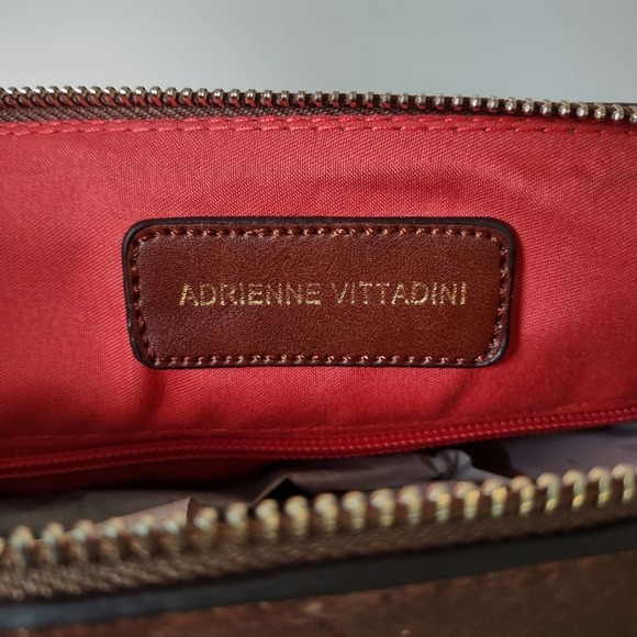 Adrienne Vittadini Brown Botanical Gardens Lock Tote Large Handbag - Picture 6 of 12